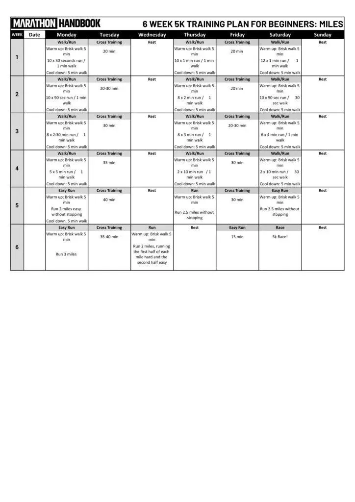 6 недельный план тренировок на 5 км + полное руководство по тренировкам 1