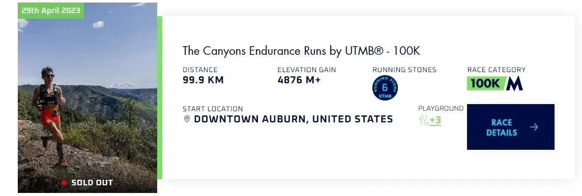 Информация о трейловом забеге The Canyons.